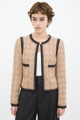 Chanel FW 2008 Beige Wool Woven Two Pocket Jacket