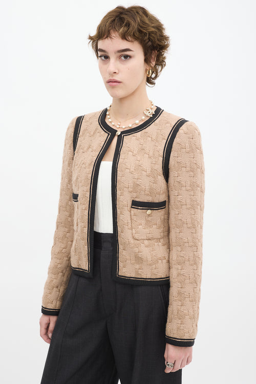 Chanel FW 2008 Beige Wool Woven Two Pocket Jacket