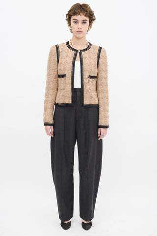 Chanel FW 2008 Beige Wool Woven Two Pocket Jacket