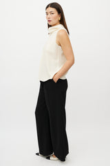 Chanel FW 2008 Cream Crepe Wool Top