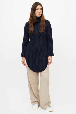 Chanel FW 2008 Navy Cashmere Ribbed Sweater