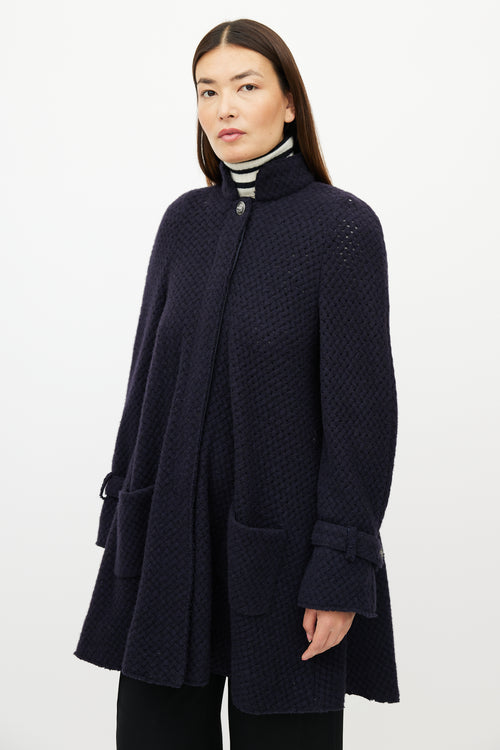 Chanel FW 2008 Navy Cashmere Woven Coat