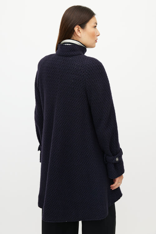 Chanel FW 2008 Navy Cashmere Woven Coat