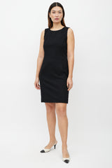 Chanel FW 2009 Black Wool Jacquard Dress