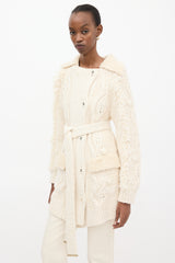 Chanel FW 2018 Cream Wool & Sherpa Cardigan