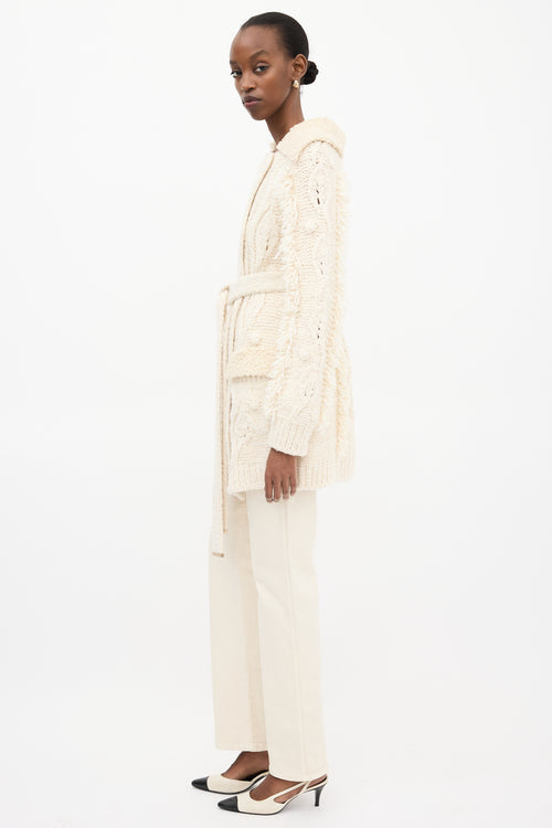 Chanel FW 2018 Cream Wool & Sherpa Cardigan