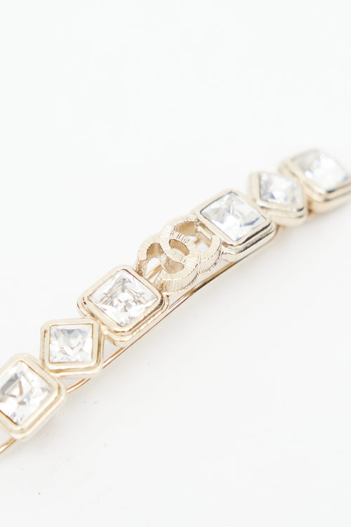 Chanel FW 2020 Gold & Crystal Embellished Hair Clip