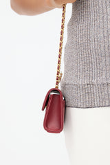 Chanel FW 2023 Burgundy Leather Flap Phone Holder Chain Bag