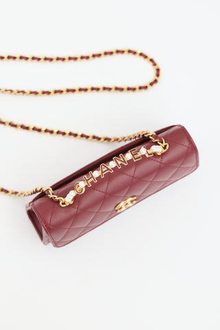 Chanel FW 2023 Burgundy Leather Flap Phone Holder Chain Bag