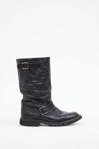 Chanel Black Leather Biker Boot