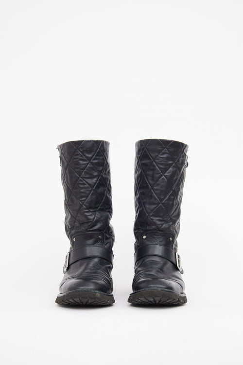 Chanel Black Leather Biker Boot