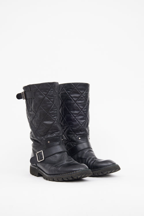 Chanel Black Leather Biker Boot