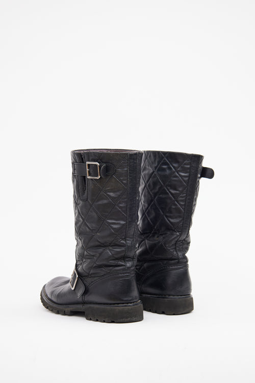 Chanel Black Leather Biker Boot