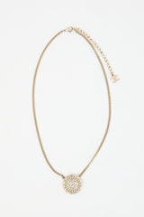 Chanel FW 2016 Crystal & Pearl CC Medallion Necklace