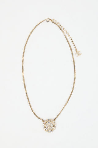 Chanel FW 2016 Crystal & Pearl CC Medallion Necklace