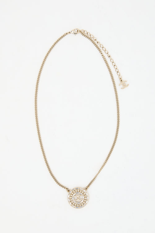 Chanel FW 2016 Crystal & Pearl CC Medallion Necklace