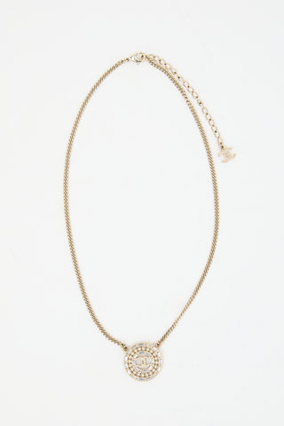 Chanel FW 2016 Crystal & Pearl CC Medallion Necklace