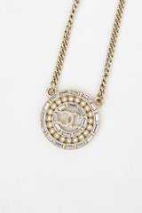 Chanel FW 2016 Crystal & Pearl CC Medallion Necklace
