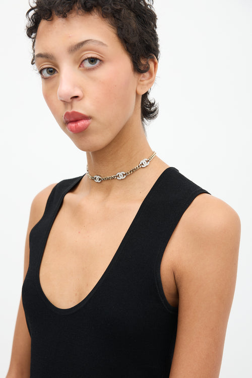 Chanel FW 2021 Gold & Crystal CC Chain Necklace