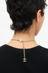 Chanel FW 2021 Gold & Crystal CC Chain Necklace