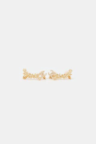 Chanel FW 2023 Flower CC Clip On Climber Earrings