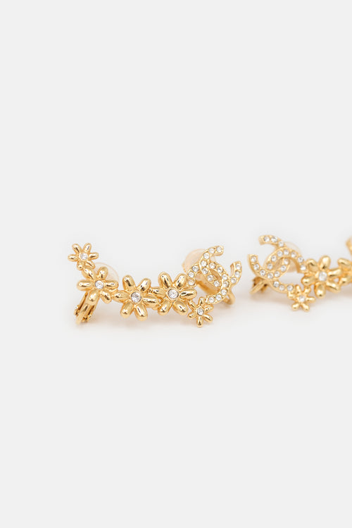 Chanel FW 2023 Flower CC Clip On Climber Earrings