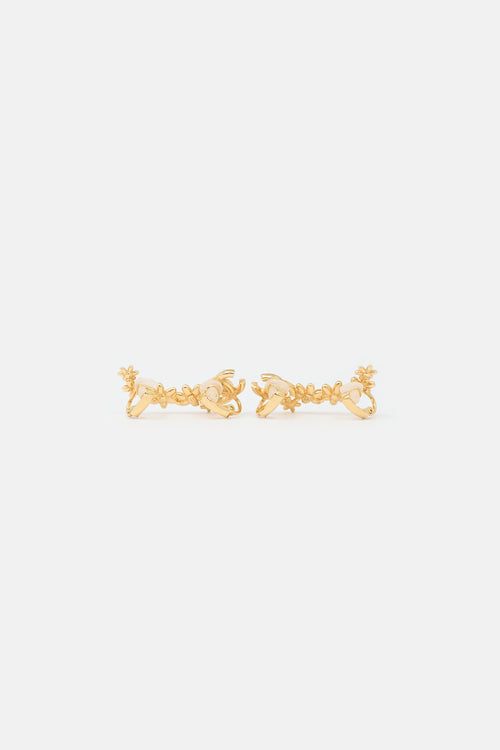 Chanel FW 2023 Flower CC Clip On Climber Earrings