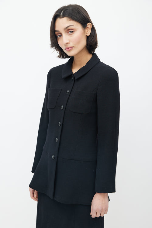 Chanel Fall 1997 Black Wool Peplum Suit