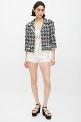 Chanel Fall 2005 Navy & Cream Tweed CC Blazer