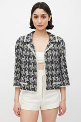 Chanel Fall 2005 Navy & Cream Tweed CC Blazer