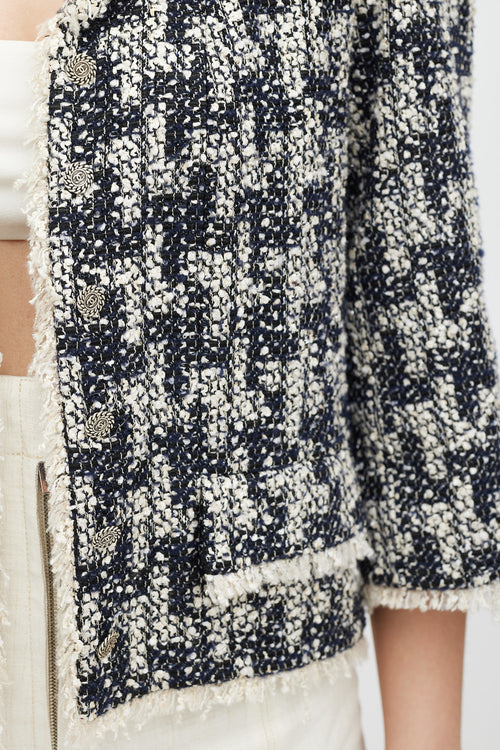 Chanel Fall 2005 Navy & Cream Tweed CC Blazer