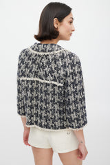 Chanel Fall 2005 Navy & Cream Tweed CC Blazer