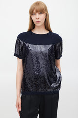 Chanel Fall 2008 Navy Cashmere & Sequin Top