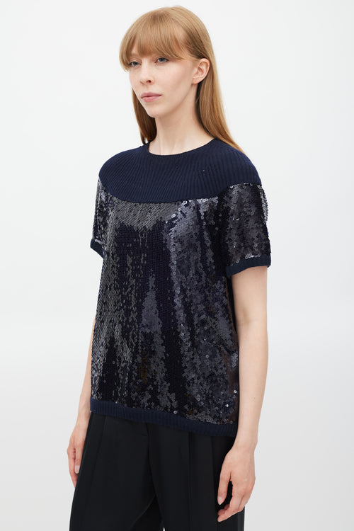 Chanel Fall 2008 Navy Cashmere & Sequin Top
