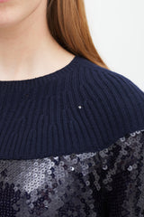 Chanel Fall 2008 Navy Cashmere & Sequin Top