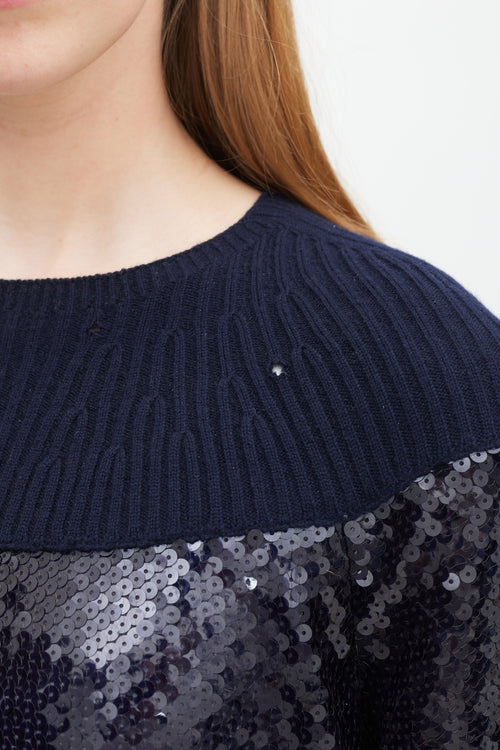 Chanel Fall 2008 Navy Cashmere & Sequin Top