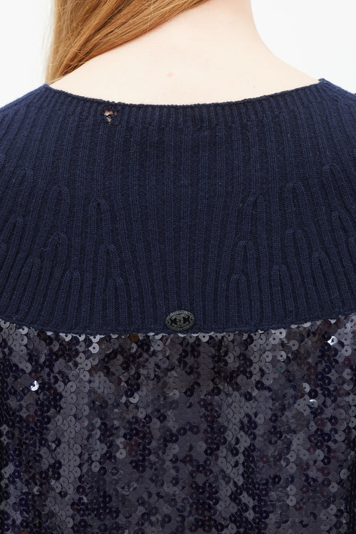 Chanel Fall 2008 Navy Cashmere & Sequin Top