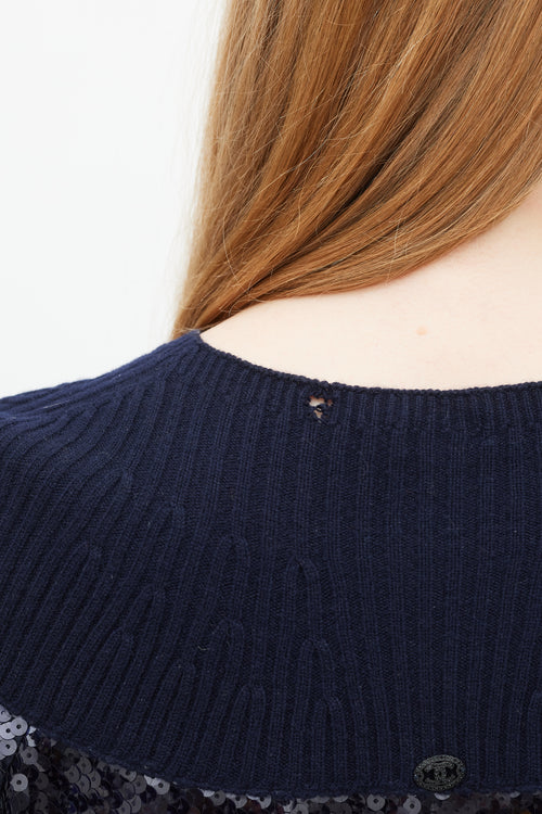 Chanel Fall 2008 Navy Cashmere & Sequin Top