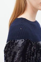 Chanel Fall 2008 Navy Cashmere & Sequin Top