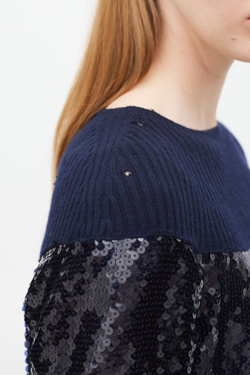 Chanel Fall 2008 Navy Cashmere & Sequin Top