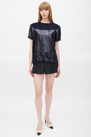 Chanel Fall 2008 Navy Cashmere & Sequin Top