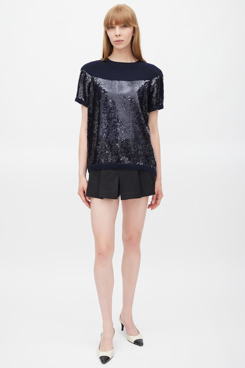 Chanel Fall 2008 Navy Cashmere & Sequin Top