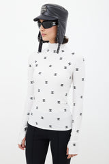 Chanel Fall 2021 White & Black CC Turtleneck Top
