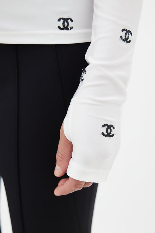 Chanel Fall 2021 White & Black CC Turtleneck Top