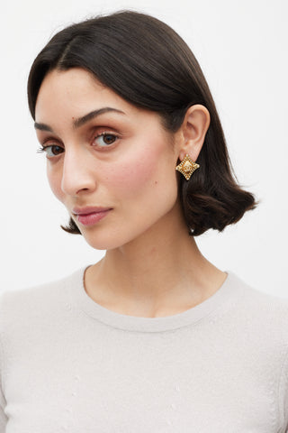 Chanel Fall 2023 Crystal CC Quatrefoil Earrings