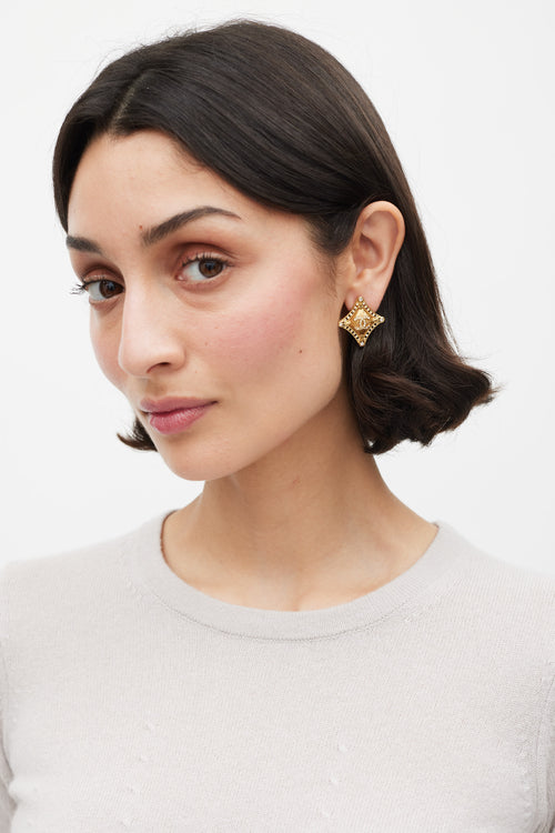 Chanel Fall 2023 Crystal CC Quatrefoil Earrings