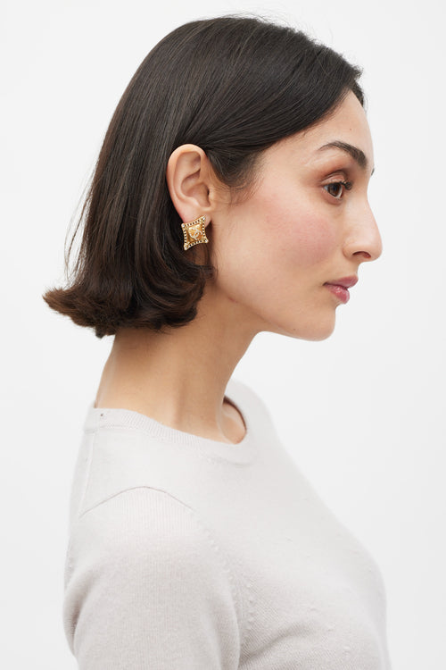 Chanel Fall 2023 Crystal CC Quatrefoil Earrings