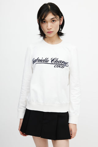 Chanel Fall Winter 2005 White & Navy Logo Sweatshirt