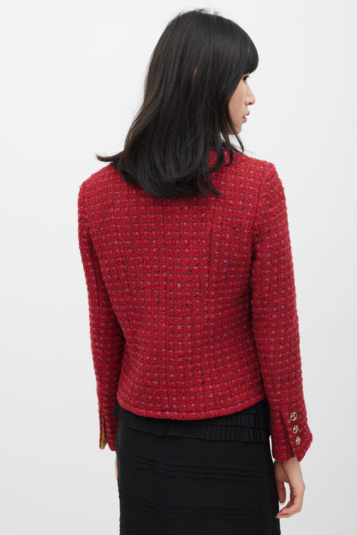 Chanel Fall 2023 Red Wool & Silk Tweed CC Blazer