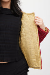 Chanel Fall 2023 Red Wool & Silk Tweed CC Blazer